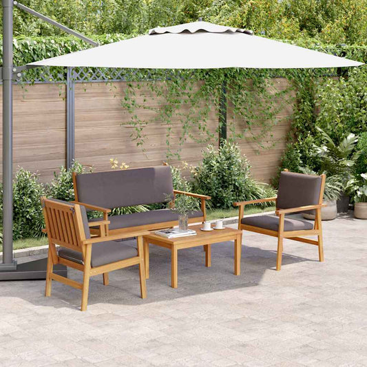 Sada zahradních pohovek s polštářem 4 pcs Hnědá 75 x 45 x 38cm