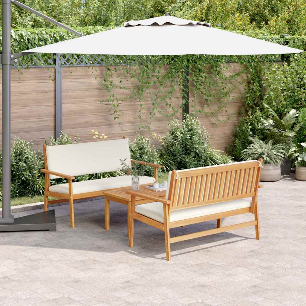 Sada zahradních pohovek s polštářem 3 pcs Hnědá 75 x 45 x 38cm