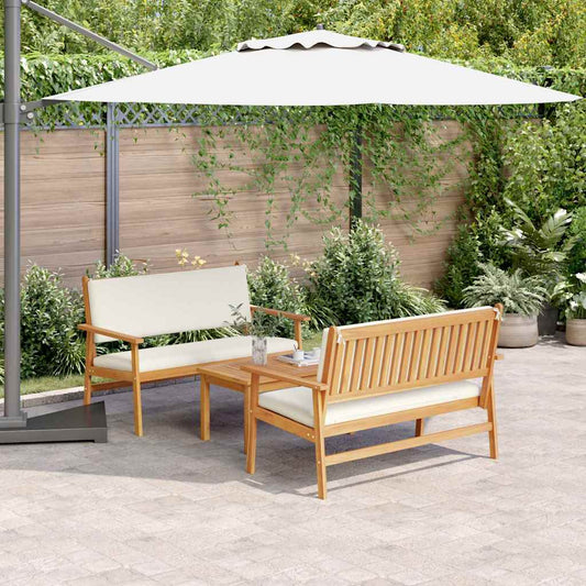 Sada zahradních pohovek s polštářem 3 pcs Hnědá 75 x 45 x 38cm