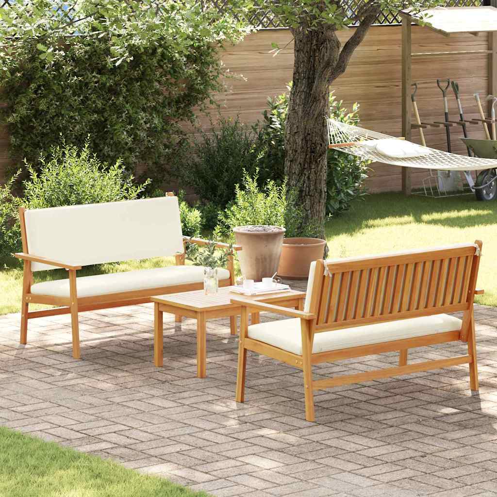 Sada zahradních pohovek s polštářem 3 pcs Hnědá 75 x 45 x 38cm