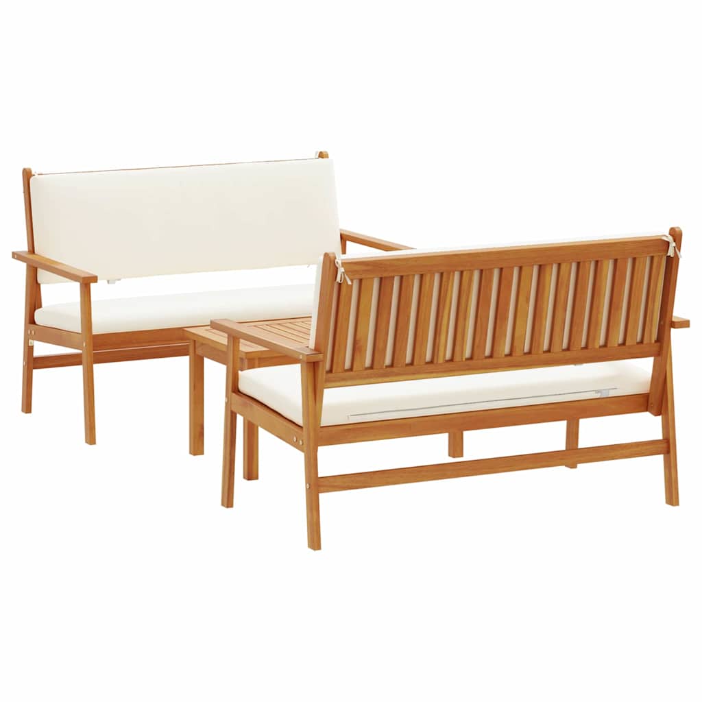 Sada zahradních pohovek s polštářem 3 pcs Hnědá 75 x 45 x 38cm