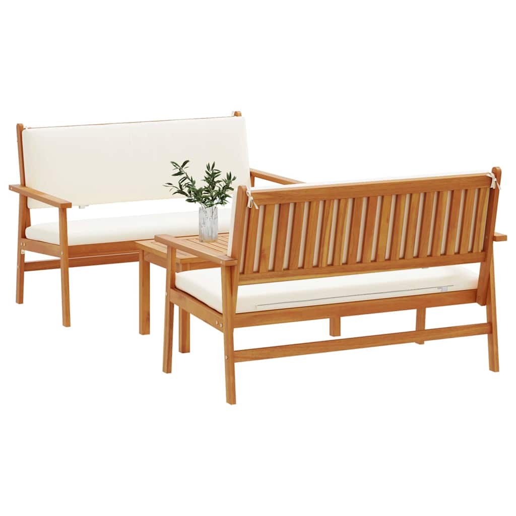 Sada zahradních pohovek s polštářem 3 pcs Hnědá 75 x 45 x 38cm