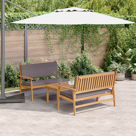 Sada zahradních pohovek s polštářem 3 pcs Hnědá 75 x 45 x 38cm