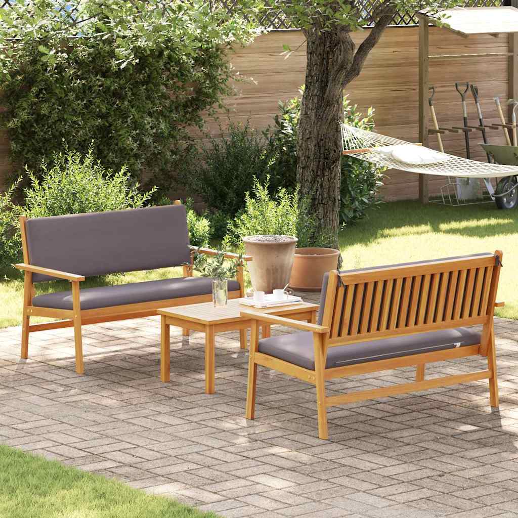 Sada zahradních pohovek s polštářem 3 pcs Hnědá 75 x 45 x 38cm