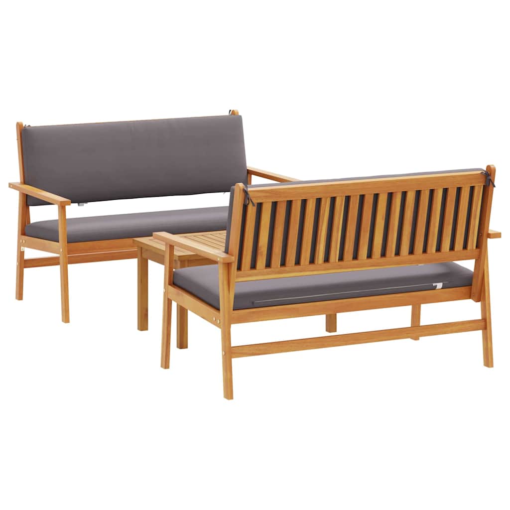 Sada zahradních pohovek s polštářem 3 pcs Hnědá 75 x 45 x 38cm
