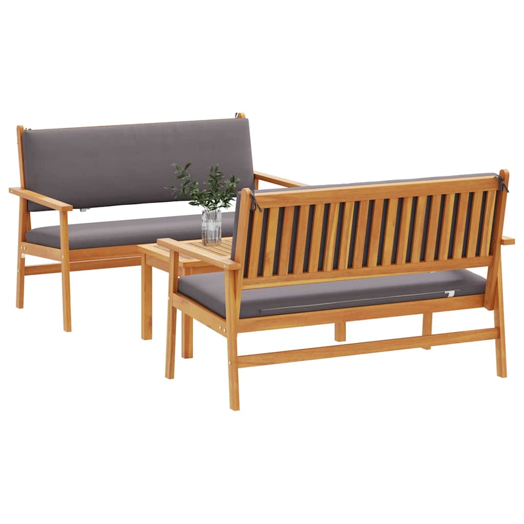 Sada zahradních pohovek s polštářem 3 pcs Hnědá 75 x 45 x 38cm