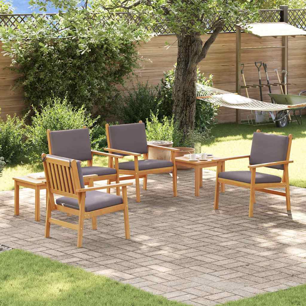 Sada zahradních pohovek s polštářem 6 pcs Hnědá 45 x 45 x 38cm