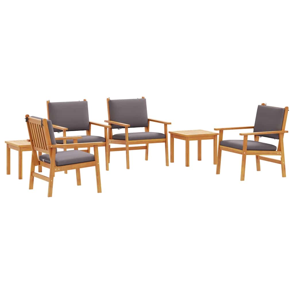 Sada zahradních pohovek s polštářem 6 pcs Hnědá 45 x 45 x 38cm