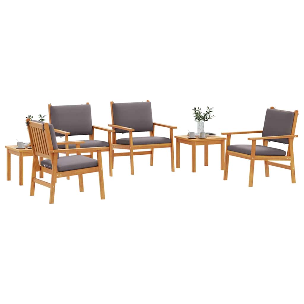 Sada zahradních pohovek s polštářem 6 pcs Hnědá 45 x 45 x 38cm