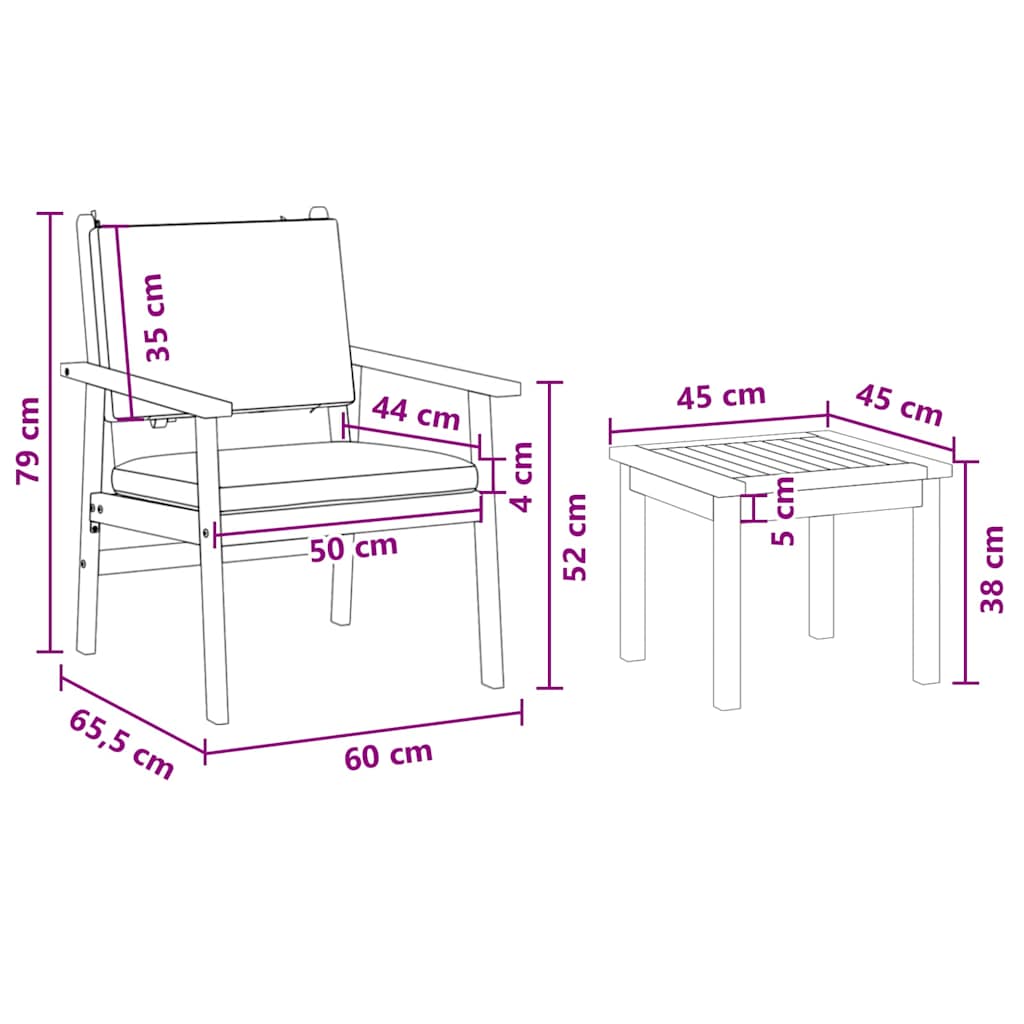 Sada zahradních pohovek s polštářem 6 pcs Hnědá 45 x 45 x 38cm