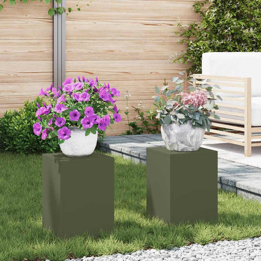 Stojany na rostliny 2 pcs Olivově zelená 24 x 24 x 35 cm Ocel
