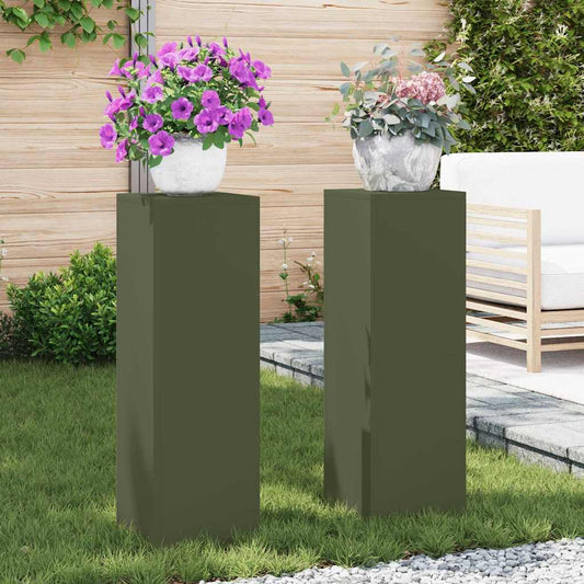 Stojany na rostliny 2 pcs Olivově zelená 24 x 24 x 75 cm Ocel