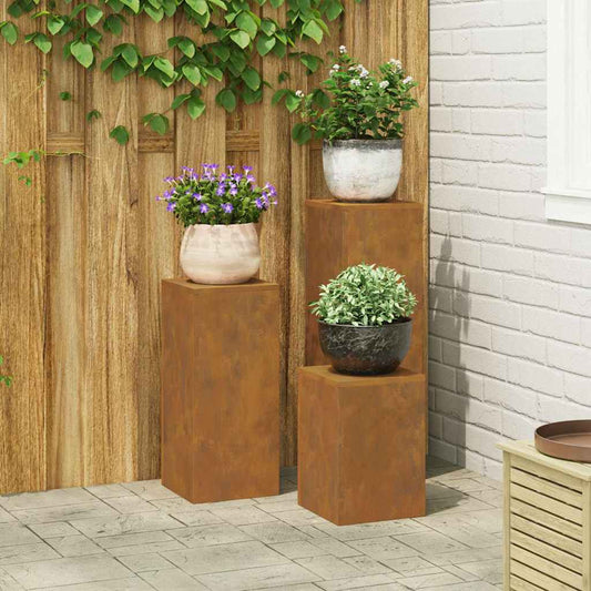 Stojany na rostliny 3 pcs Rezavá 24 x 24 x 75 cm