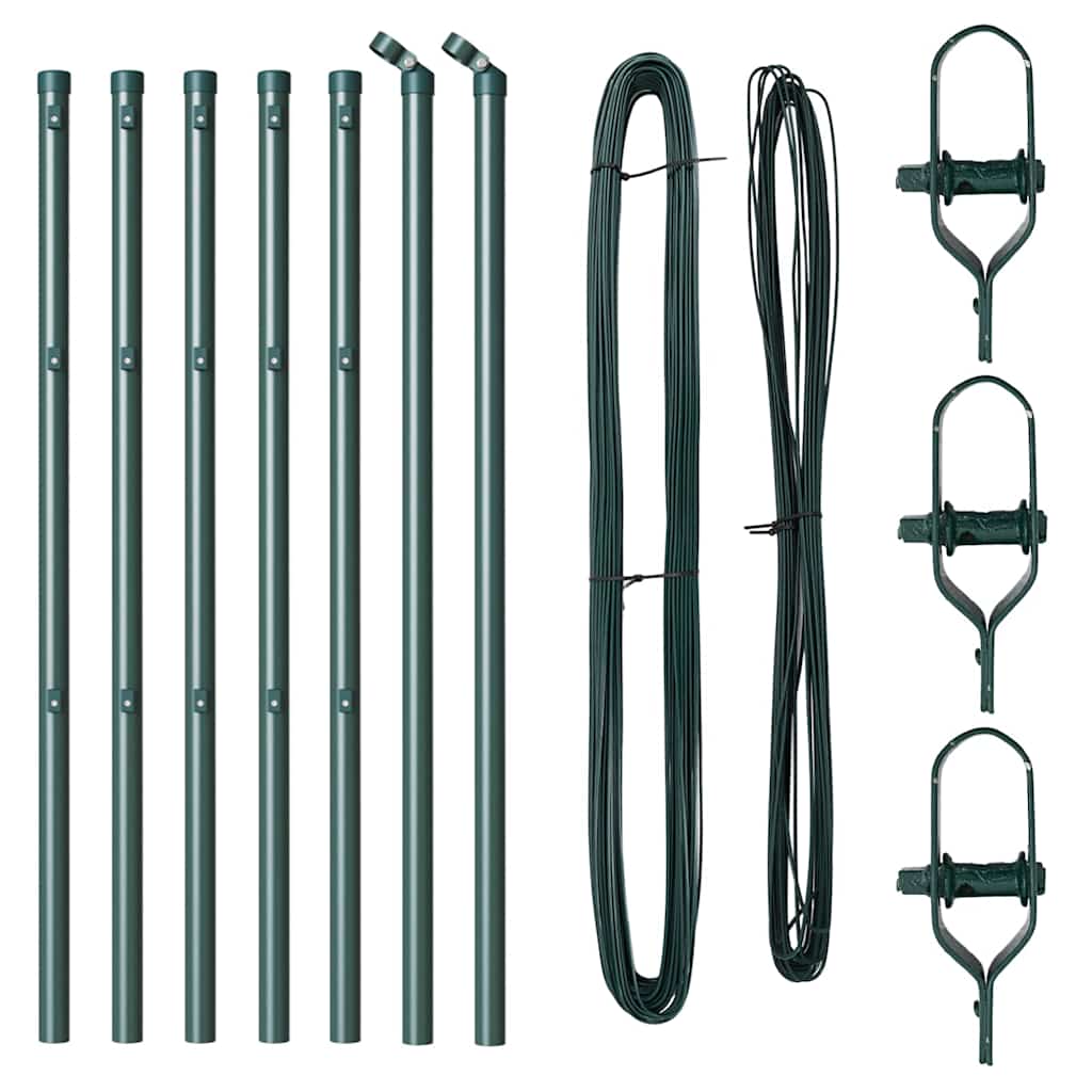 Plotové sloupky 7 pcs Zelená Ø32mm 100 cm Pozinkovaná ocel