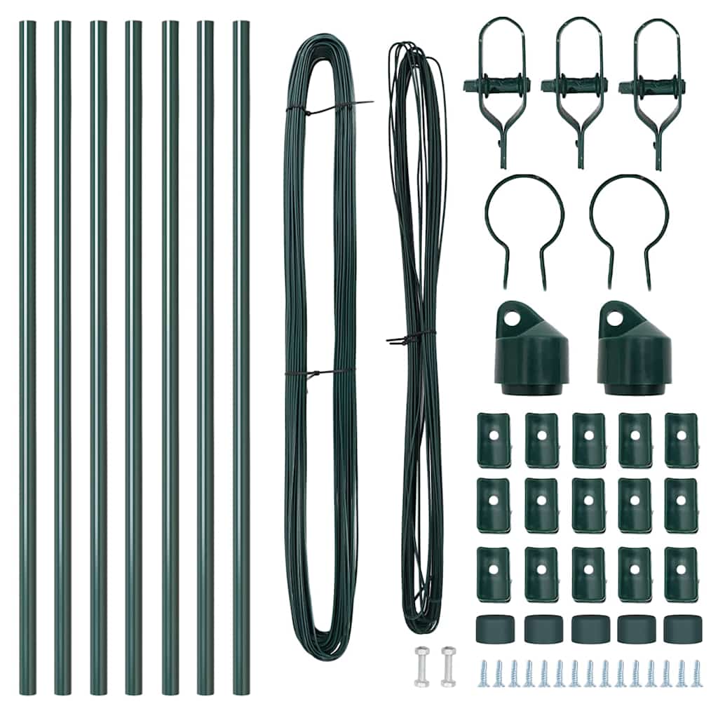 Plotové sloupky 7 pcs Zelená Ø32mm 100 cm Pozinkovaná ocel