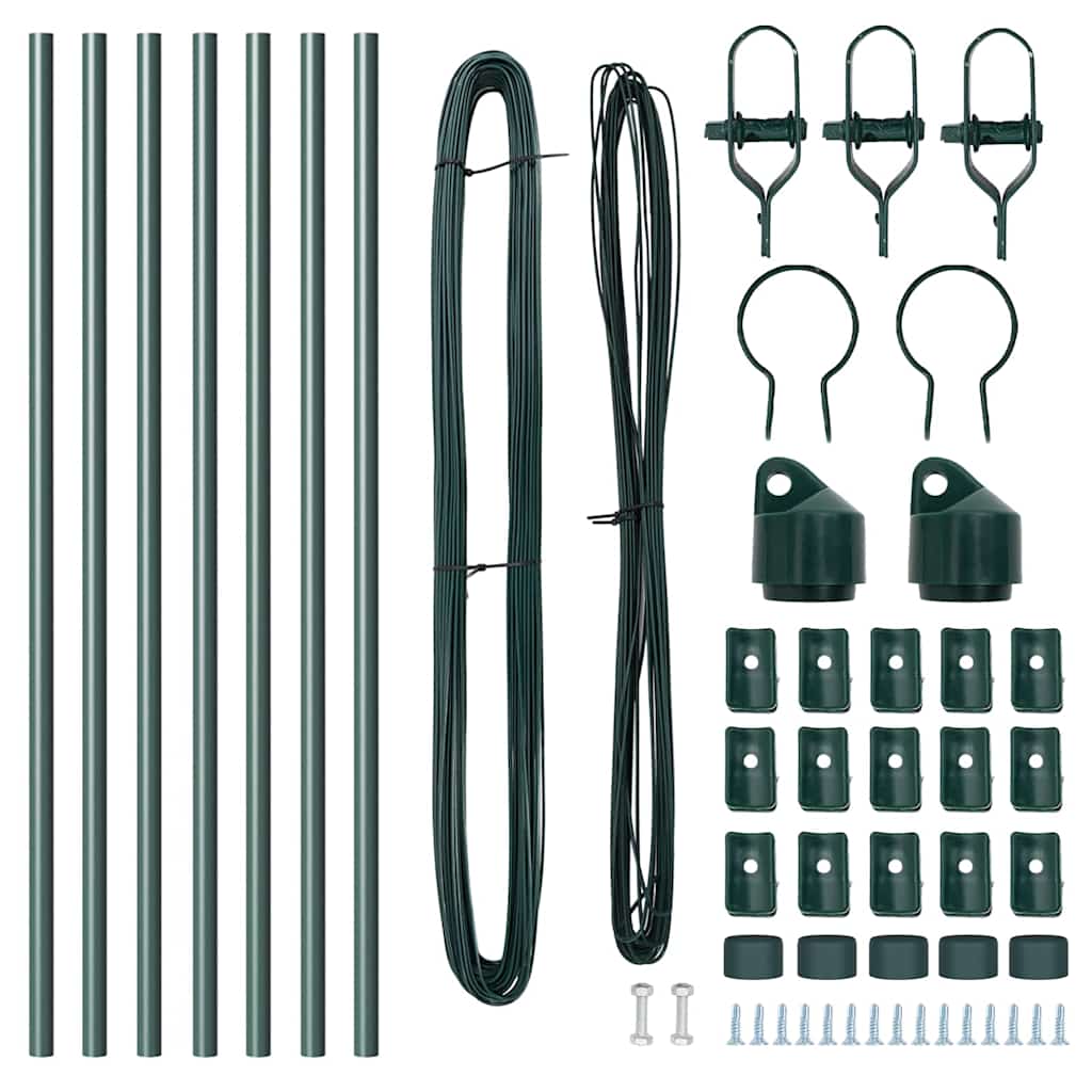 Plotové sloupky 7 pcs Zelená Ø32mm 120 cm Pozinkovaná ocel