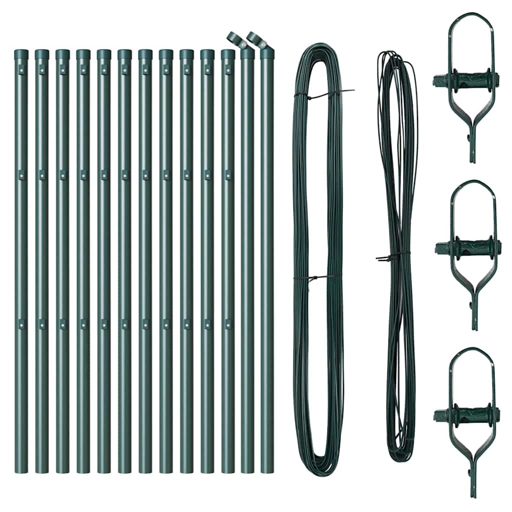 Plotové sloupky 13 pcs Zelená Ø32mm 120 cm Pozinkovaná ocel