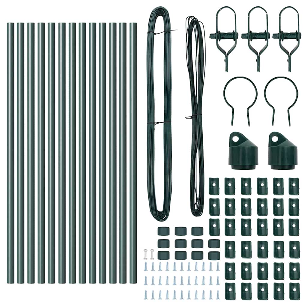 Plotové sloupky 13 pcs Zelená Ø32mm 120 cm Pozinkovaná ocel