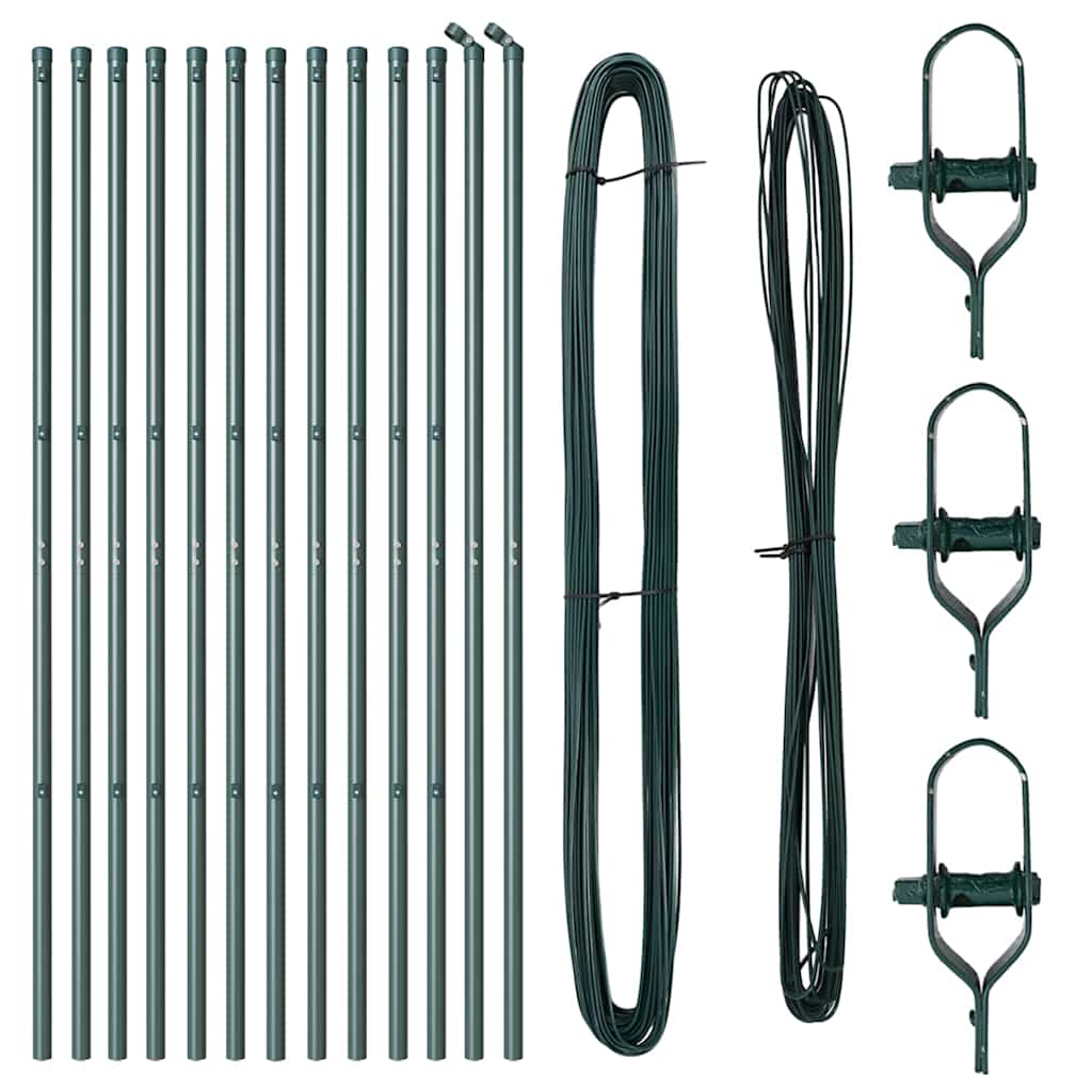 Plotové sloupky 13 pcs Zelená Ø32mm 150 cm Pozinkovaná ocel