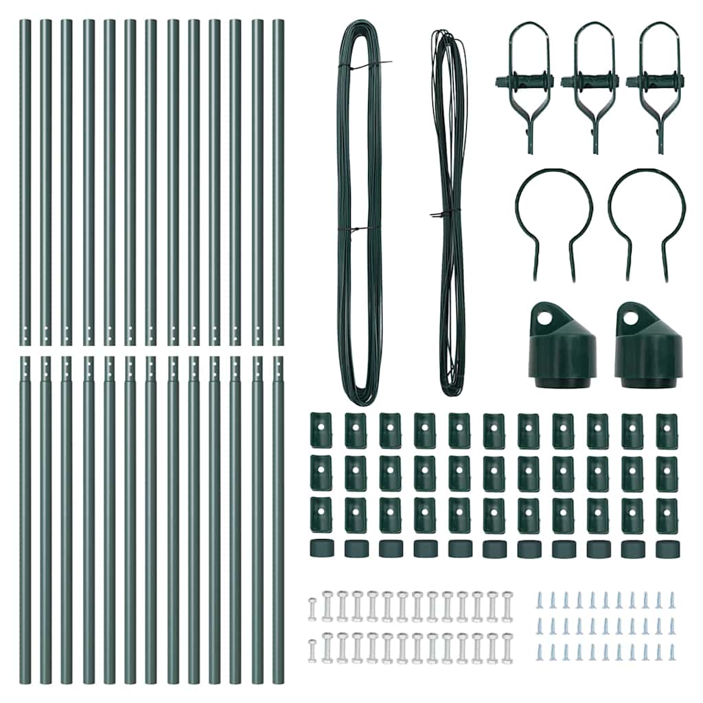 Plotové sloupky 13 pcs Zelená Ø32mm 150 cm Pozinkovaná ocel