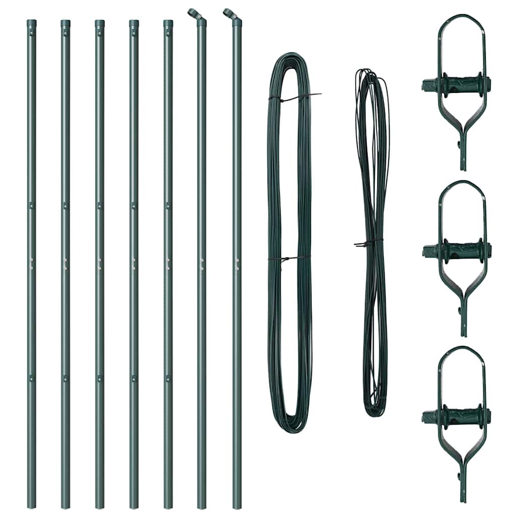 Plotové sloupky 7 pcs Zelená Ø32mm 200 cm Pozinkovaná ocel