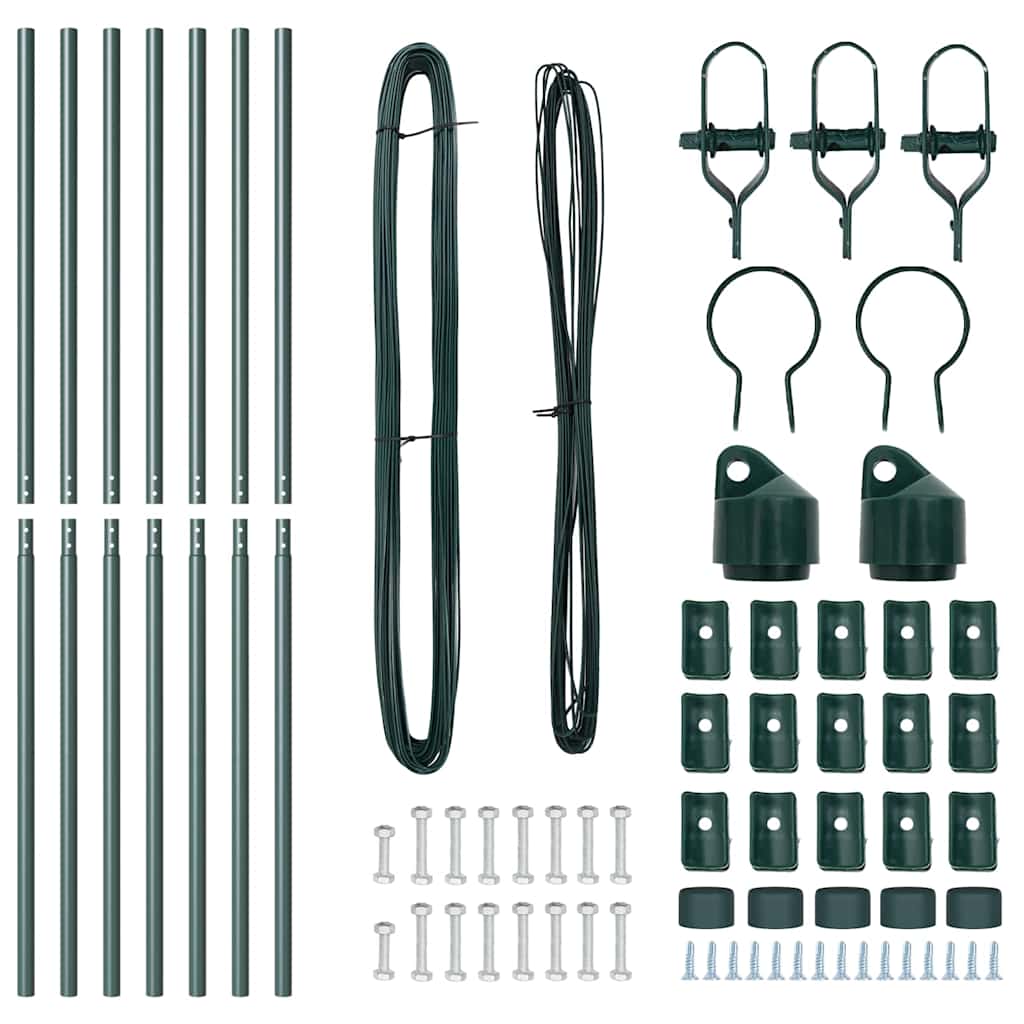 Plotové sloupky 7 pcs Zelená Ø32mm 200 cm Pozinkovaná ocel