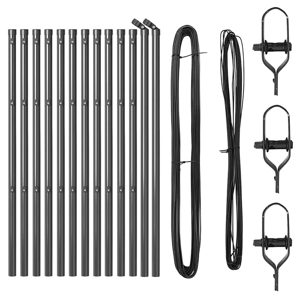 Plotové sloupky 13 pcs Šedá Ø32mm 80 cm Pozinkovaná ocel