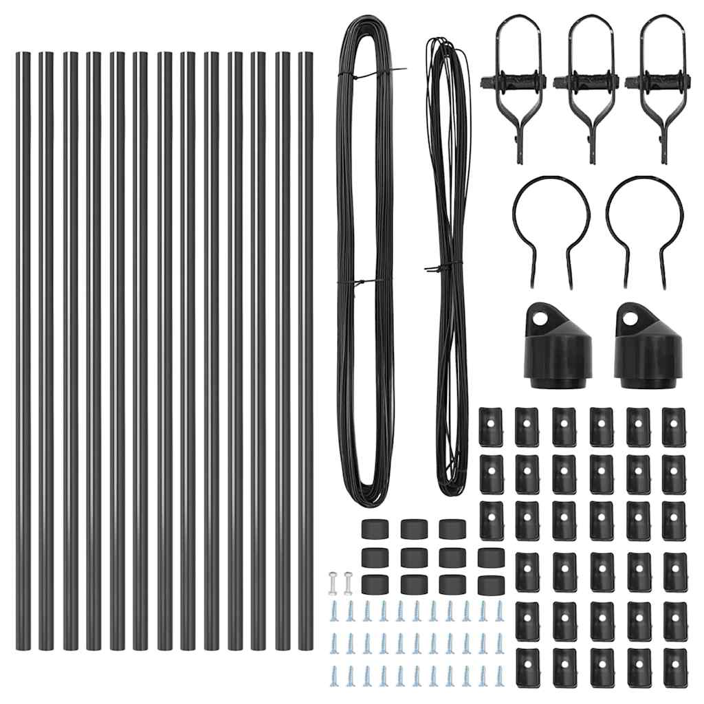 Plotové sloupky 13 pcs Šedá Ø32mm 80 cm Pozinkovaná ocel