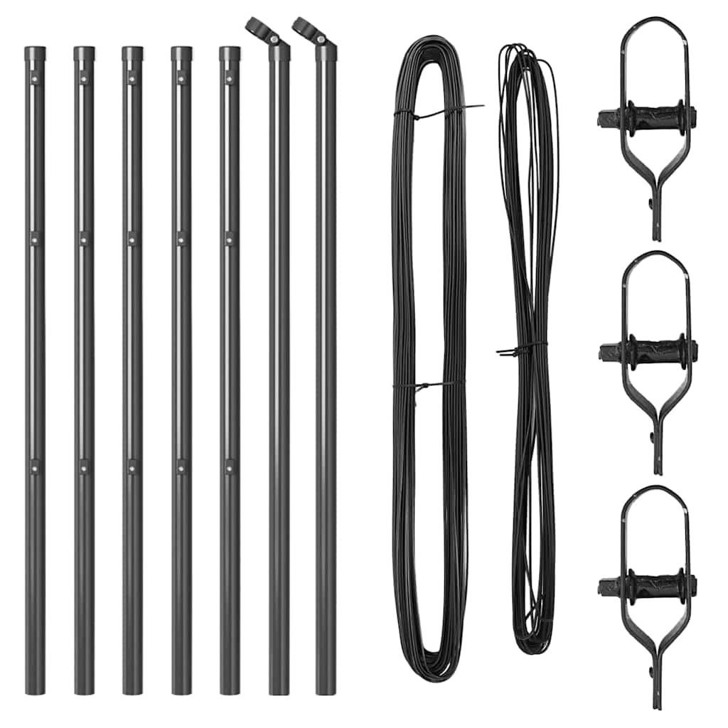 Plotové sloupky 7 pcs Šedá Ø32mm 120 cm Pozinkovaná ocel