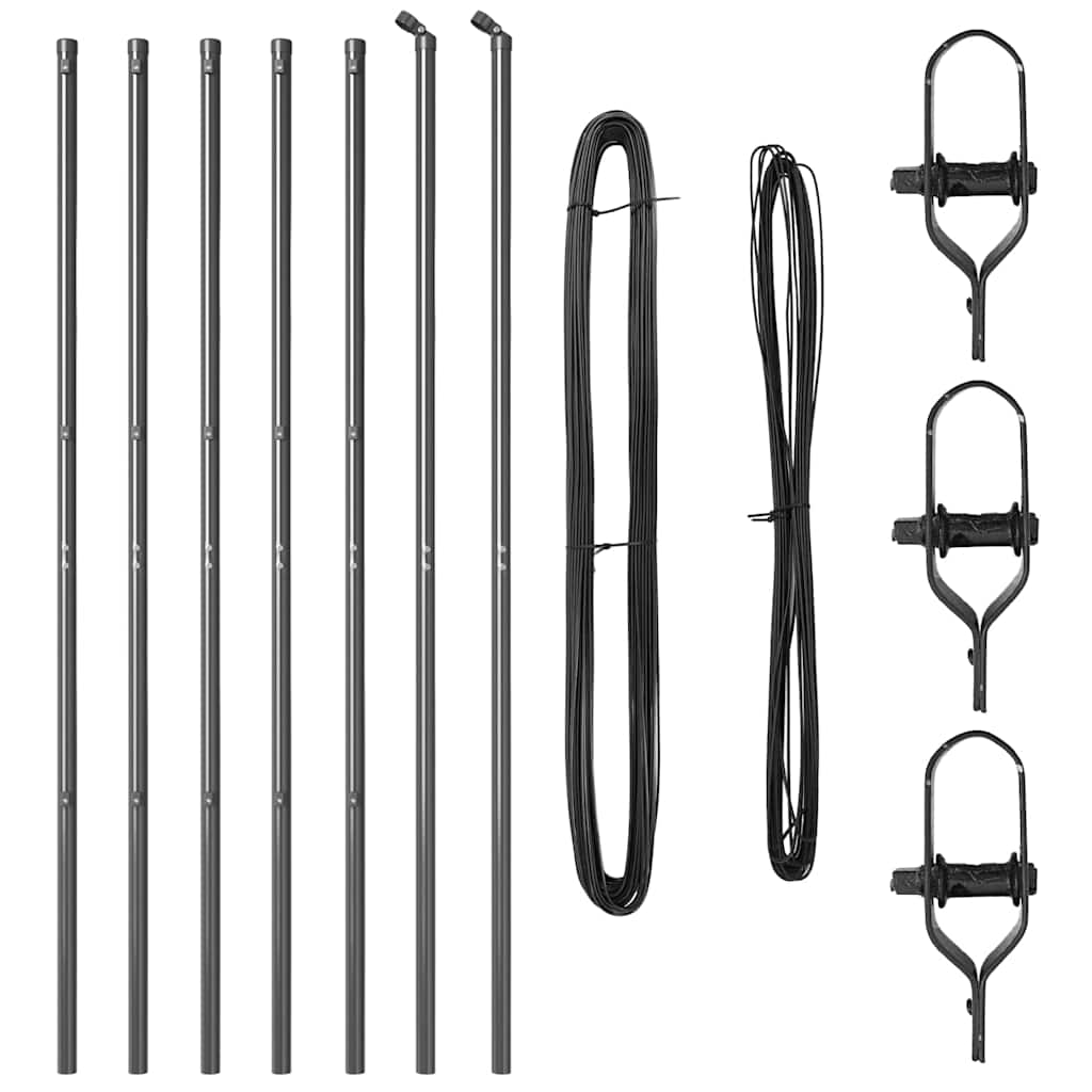 Plotové sloupky 7 pcs Šedá Ø32mm 150 cm Pozinkovaná ocel