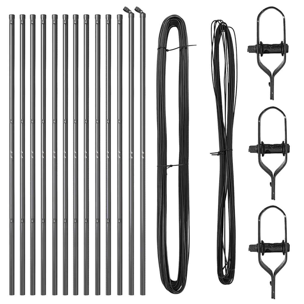Plotové sloupky 13 pcs Šedá Ø32mm 170 cm Pozinkovaná ocel