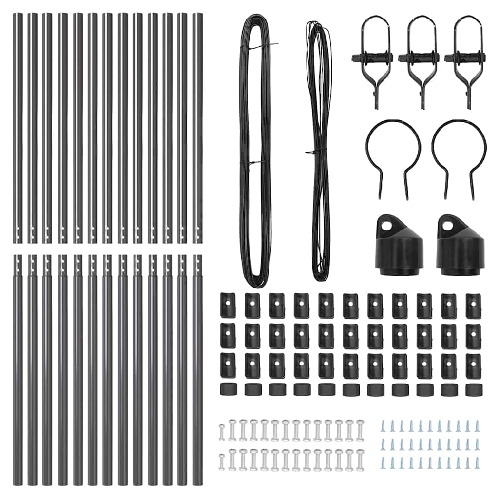 Plotové sloupky 13 pcs Šedá Ø32mm 190 cm Pozinkovaná ocel