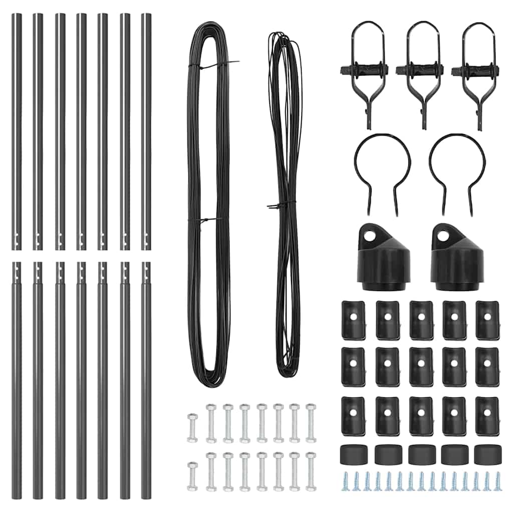 Plotové sloupky 7 pcs Šedá Ø32mm 210 cm Pozinkovaná ocel
