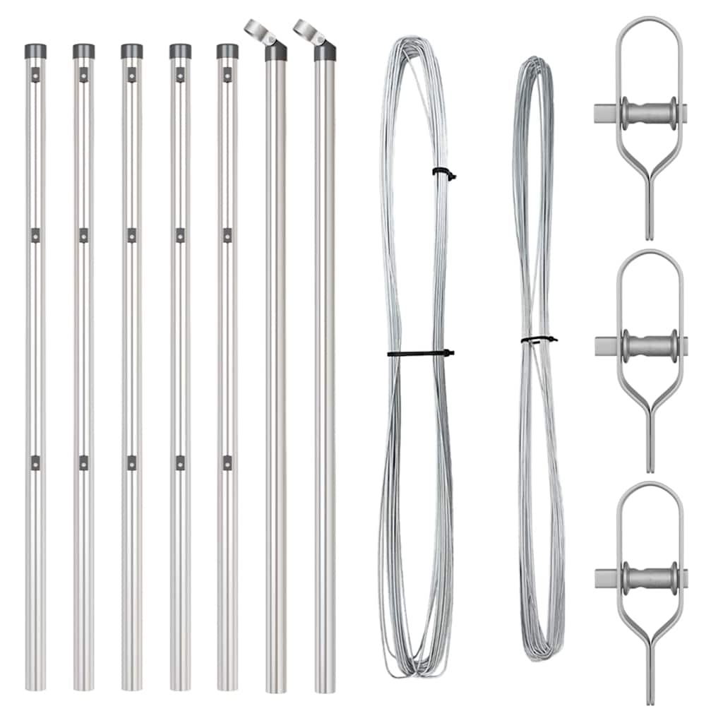 Plotové sloupky 7 pcs Stříbrná Ø32mm 80 cm Pozinkovaná ocel