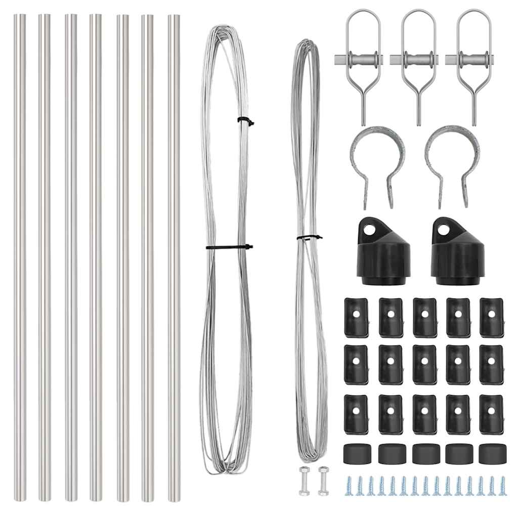 Plotové sloupky 7 pcs Stříbrná Ø32mm 80 cm Pozinkovaná ocel
