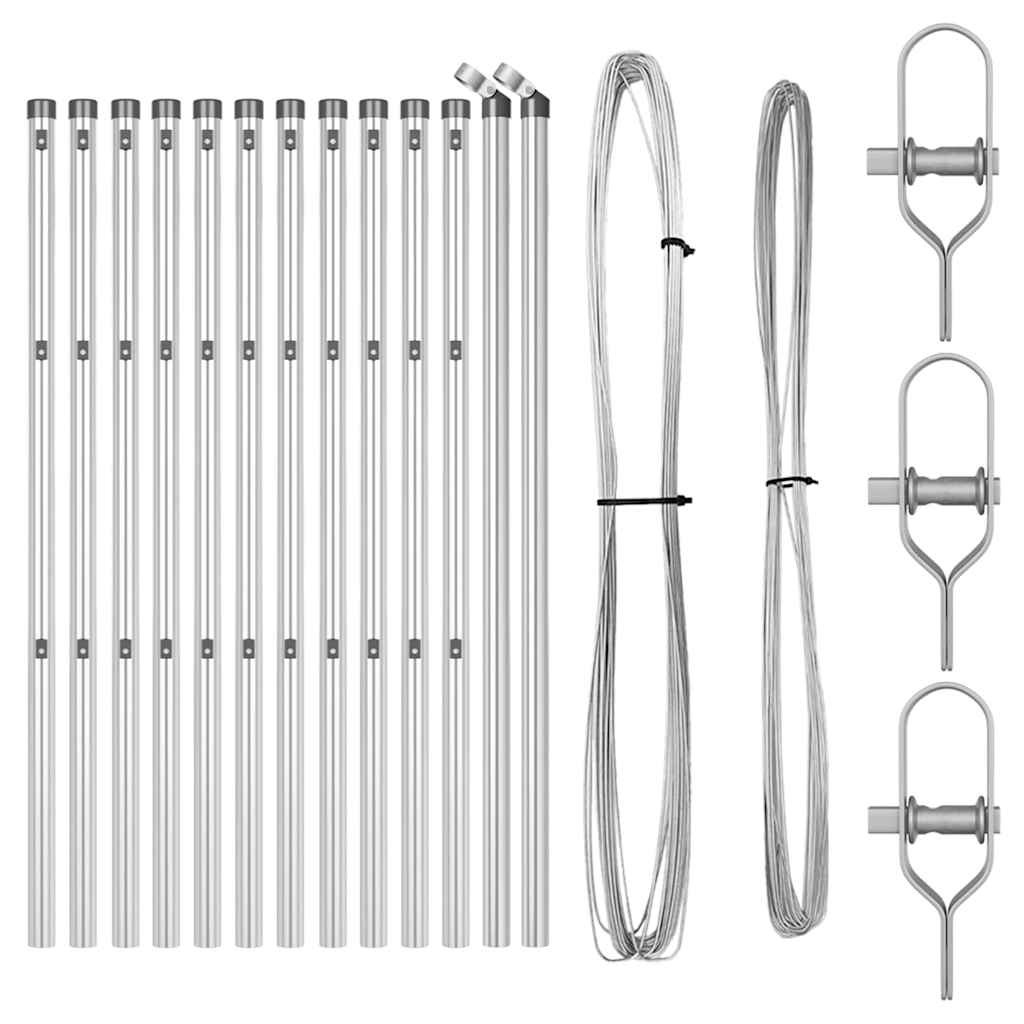 Plotové sloupky 13 pcs Stříbrná Ø32mm 120 cm Pozinkovaná ocel