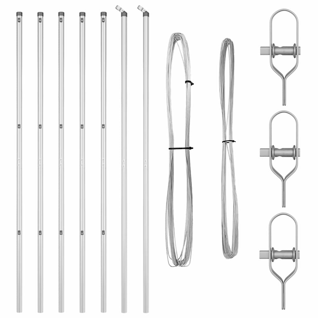 Plotové sloupky 7 pcs Stříbrná Ø32mm 170 cm Pozinkovaná ocel