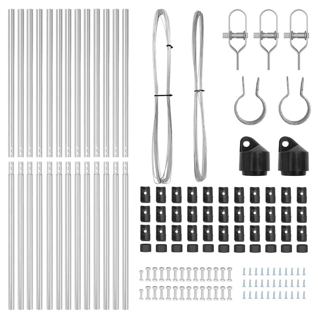 Plotové sloupky 13 pcs Stříbrná Ø32mm 200 cm Pozinkovaná ocel