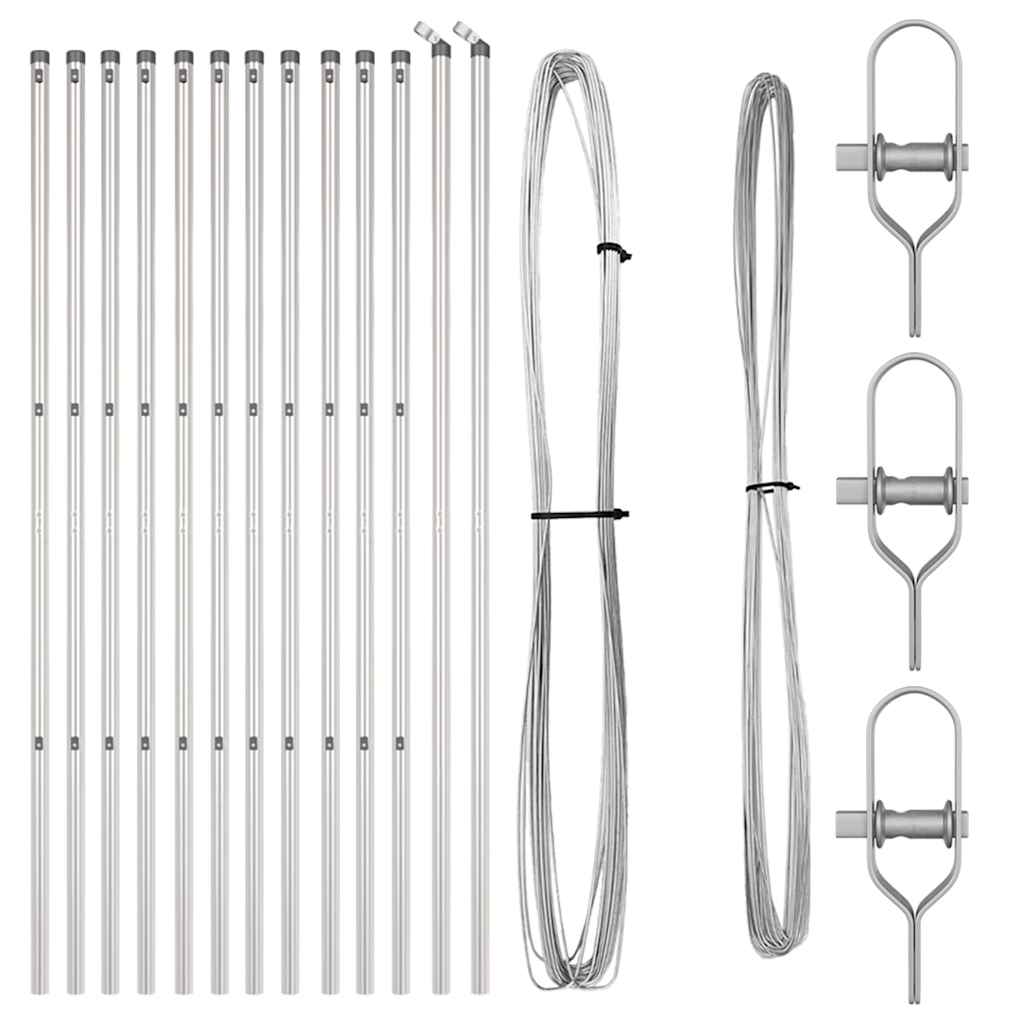 Plotové sloupky 13 pcs Stříbrná Ø32mm 210 cm Pozinkovaná ocel