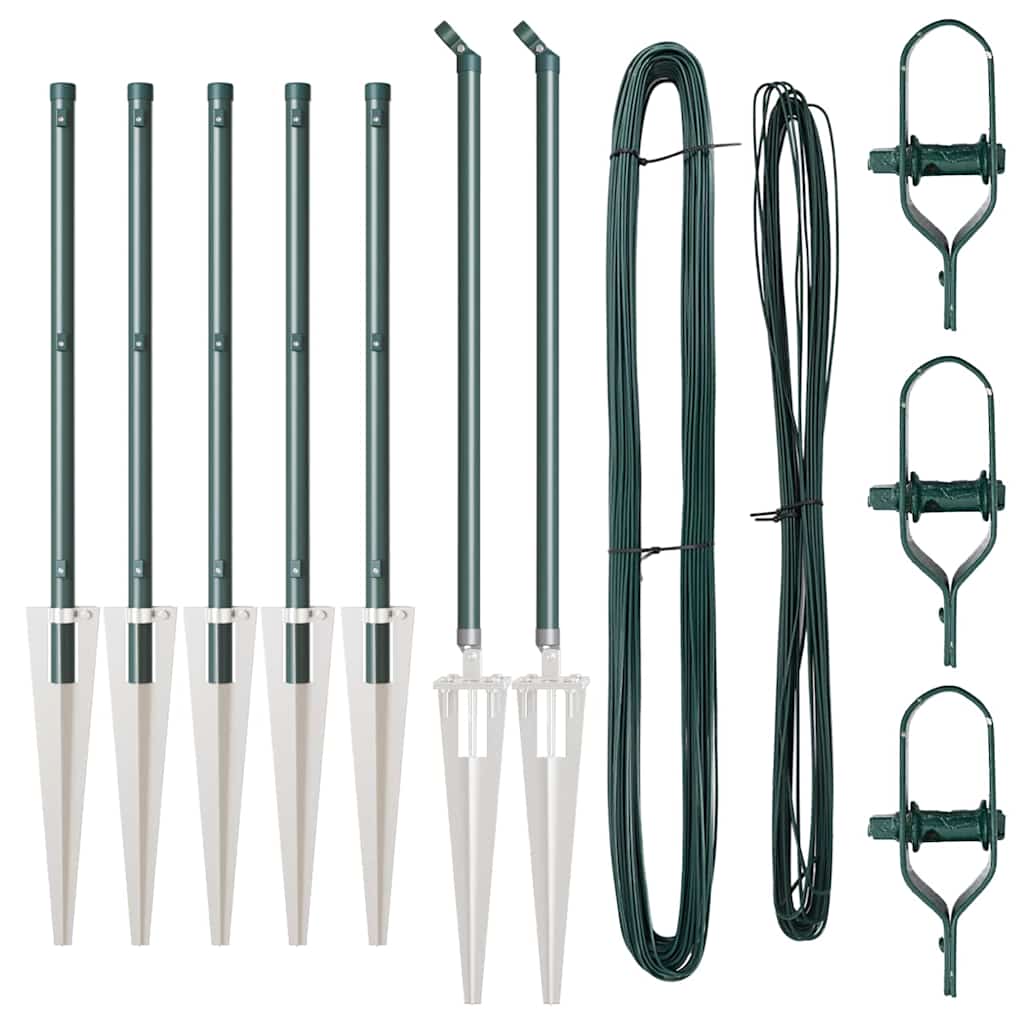 Plotové sloupky 7 pcs Zelená Ø32mm 80 cm Pozinkovaná ocel