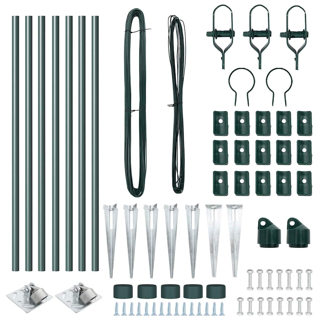 Plotové sloupky 7 pcs Zelená Ø32mm 80 cm Pozinkovaná ocel