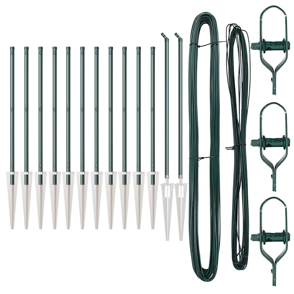 Plotové sloupky 13 pcs Zelená Ø32mm 120 cm Pozinkovaná ocel