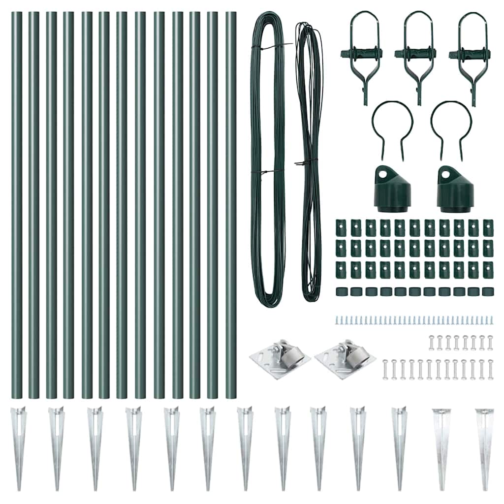 Plotové sloupky 13 pcs Zelená Ø32mm 120 cm Pozinkovaná ocel