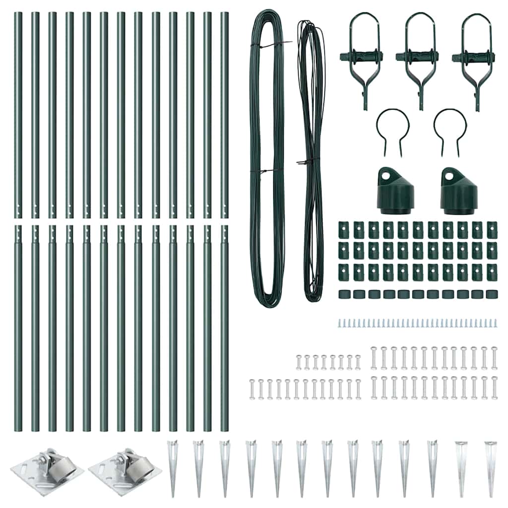 Plotové sloupky 13 pcs Zelená Ø32mm 160 cm Pozinkovaná ocel