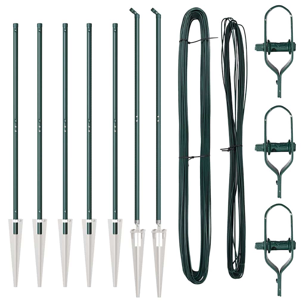 Plotové sloupky 7 pcs Zelená Ø32mm 180 cm Pozinkovaná ocel