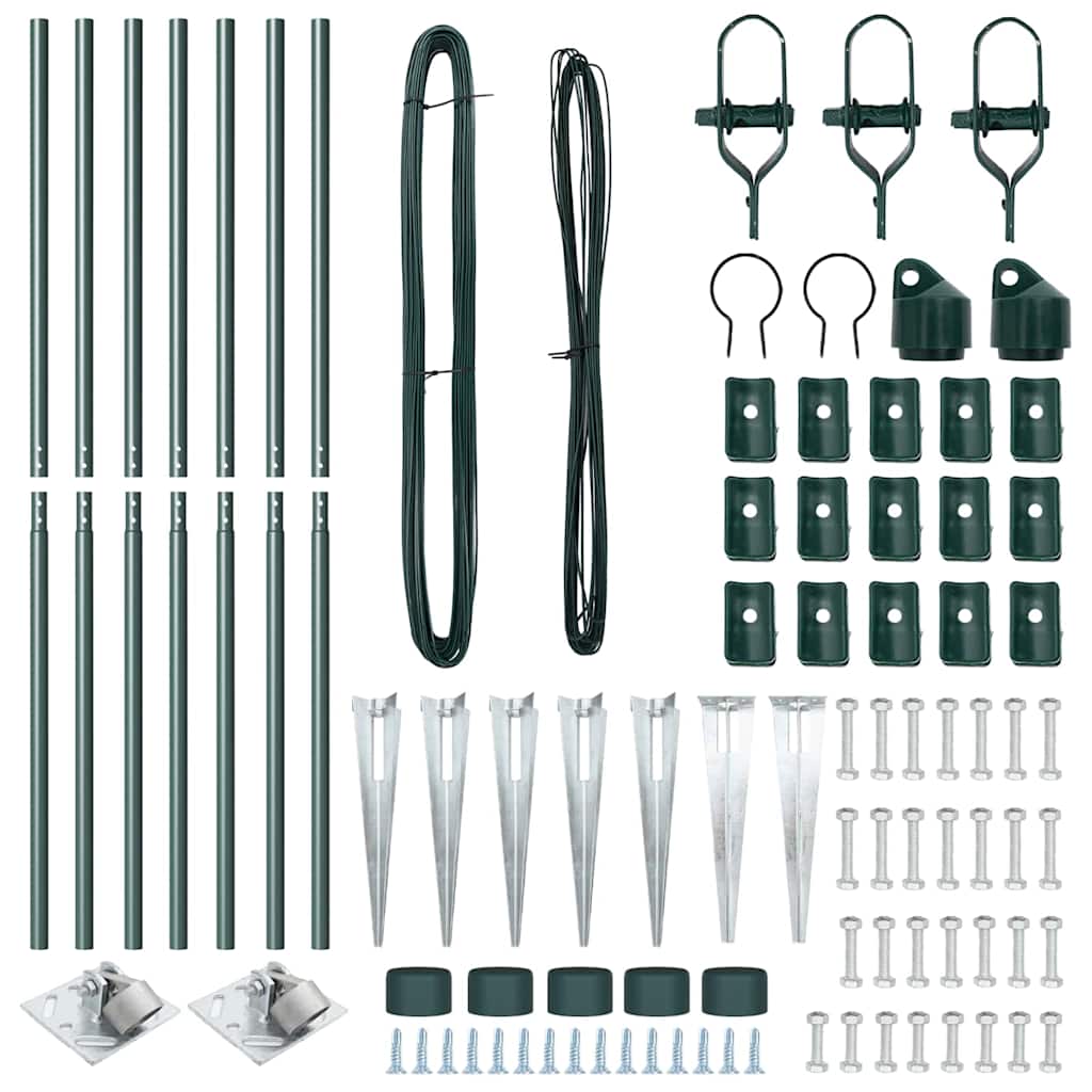 Plotové sloupky 7 pcs Zelená Ø32mm 180 cm Pozinkovaná ocel