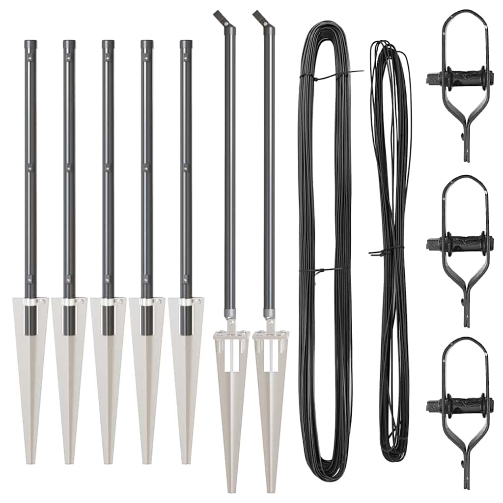 Plotové sloupky 7 pcs Šedá Ø32mm 60 cm Pozinkovaná ocel