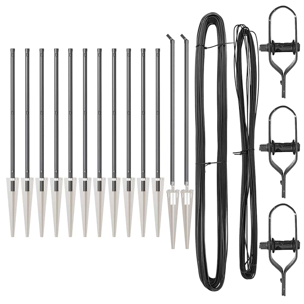Plotové sloupky 13 pcs Šedá Ø32mm 60 cm Pozinkovaná ocel