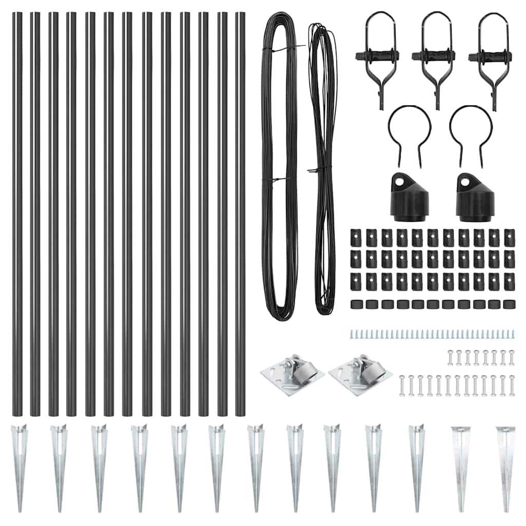Plotové sloupky 13 pcs Šedá Ø32mm 100 cm Pozinkovaná ocel