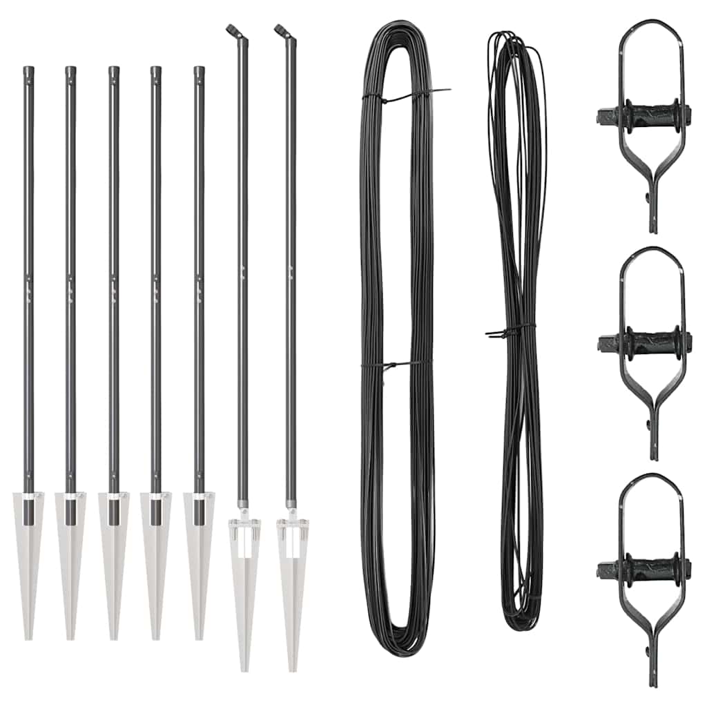 Plotové sloupky 7 pcs Šedá Ø32mm 140 cm Pozinkovaná ocel